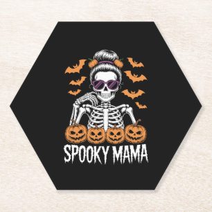 Spooky Mama Cool Halloween Skeleton Paper Coaster