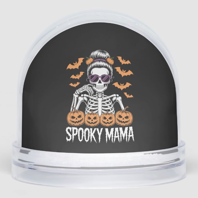 Spooky Mama Cool Halloween Skeleton Snowglobe (Front)
