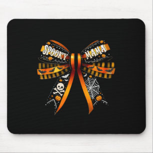 Spooky Mama Coquette Bow Pumpkin Cute Halloween Wo Mouse Mat