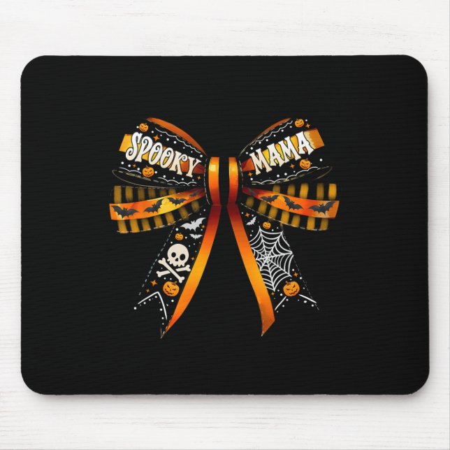 Spooky Mama Coquette Bow Pumpkin Cute Halloween Wo Mouse Mat (Front)