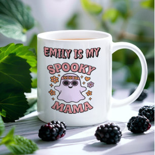 Spooky Mama Cute Pastel Pink Ghost Coffee Mug