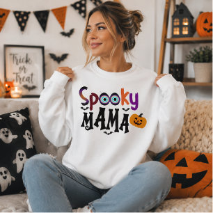Spooky Mama Eyeball Pumpkin Halloween Typography Hoodie