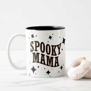 Spooky Mama Funny Cute Halloween Two-Tone Coffee Mug
