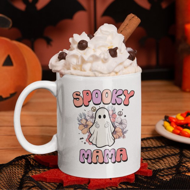 Spooky Mama Funny Halloween Ghost Coffee Mug (Creator Uploaded)