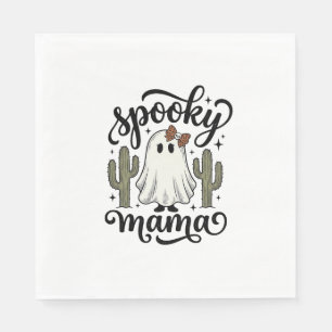 Spooky Mama Ghost Cactus Vintage Halloween Shirt_1 Napkin