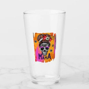 Spooky Mama – Messy Bun Skull Glass