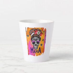 Spooky Mama – Messy Bun Skull Latte Mug