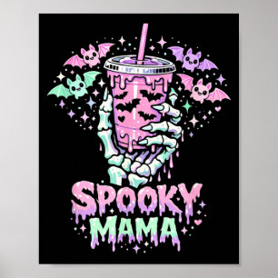 Spooky Mama Pastel Goth Skeleton Hand Coffee Mum Poster