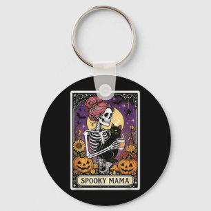 Spooky Mama Tarot Card For Halloween Skull Coffee Key Ring