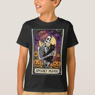 Spooky Mama Tarot Card For Halloween Skull Coffee T-Shirt