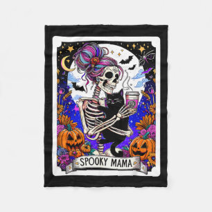 Spooky Mama Tarot Card Halloween Mum Skull Mama Fleece Blanket
