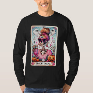 Spooky Mama Tarot Card Skeleton Mum Jack O Lantern T-Shirt