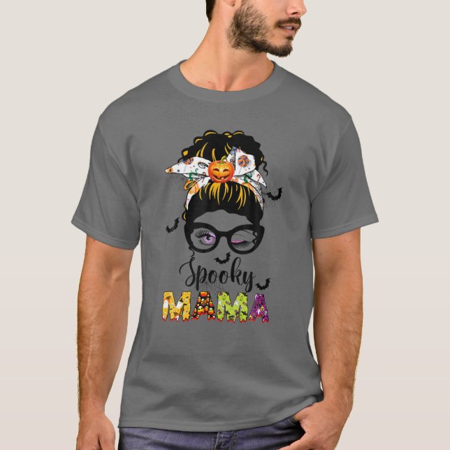 Spooky Mama Tee Spooky Mum Funny Mum Life Hallowee (Front)