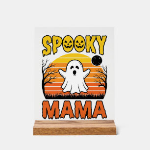 Spooky Mama Vintage Ghost Halloween Shirt Design_1 Acrylic Sign