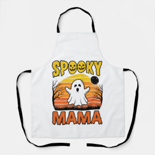 Spooky Mama Vintage Ghost Halloween Shirt Design_1 Apron