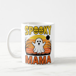 Spooky Mama Vintage Ghost Halloween Shirt Design_1 Coffee Mug