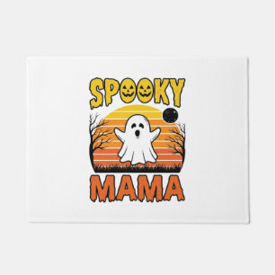 Spooky Mama Vintage Ghost Halloween Shirt Design_1 Doormat
