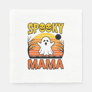 Spooky Mama Vintage Ghost Halloween Shirt Design_1 Napkin