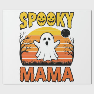 Spooky Mama Vintage Ghost Halloween Shirt Design_1 Wrapping Paper