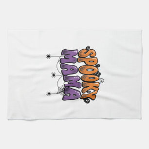 Spooky Mama Vintage Halloween Mum Shirt Design_1 Tea Towel