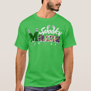 Spooky Mama Women Green Plaid Witch Mum Halloween  T-Shirt