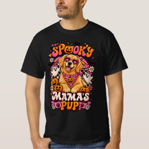 Spooky Mama's Pup Golden Retriever Halloween Groov T-Shirt