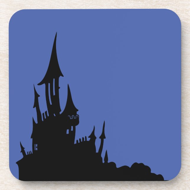 Spooky Mansion Halloween Plastic Coaster (Front)