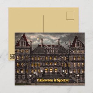 Spooky Mansion Halloween Postcard