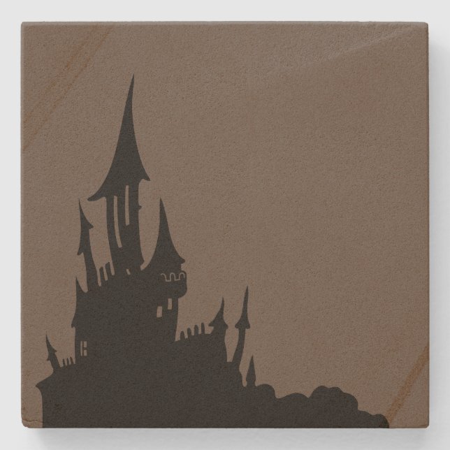 Spooky Mansion Halloween Stone Coaster (Front)