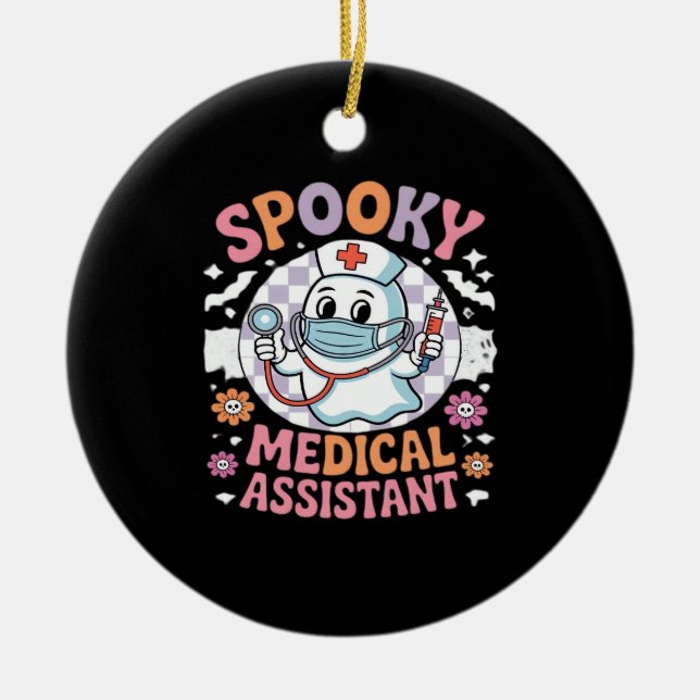 Spooky Medical Assistant Cute Halloween Essential  Ceramic Tree Decoration (Front)