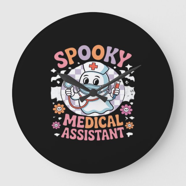 Spooky Medical Assistant Cute Halloween Essential  Large Clock (Front)
