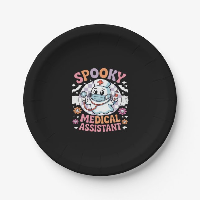 Spooky Medical Assistant Cute Halloween Essential  Paper Plate (Front)