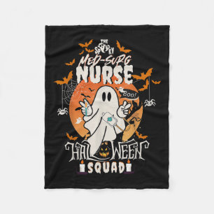 Spooky Medical Surgical Nurse Halloween Ghost Med Fleece Blanket