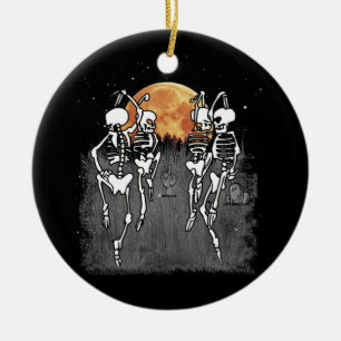 Spooky Meme Dancing Skeletons Ballet Dance Ceramic Tree Decoration