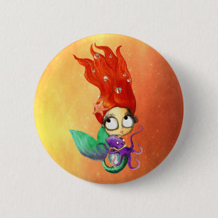Spooky Mermaid with Octopus 6 Cm Round Badge