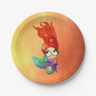 Spooky Mermaid with Octopus Paper Plate