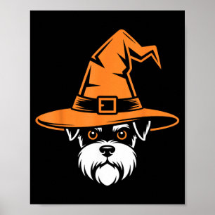 Spooky Miniature Schnauzer Witch Hat Halloween Dog Poster