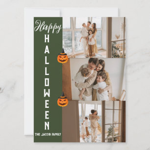Spooky Modern Halloween Family Three Photo Collage Holiday Card