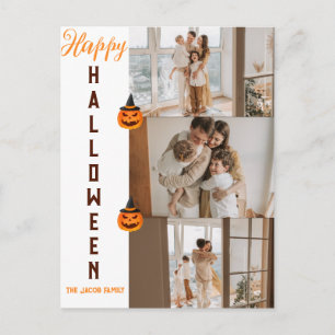 Spooky Modern Halloween Family Three Photo Collage Holiday Postcard
