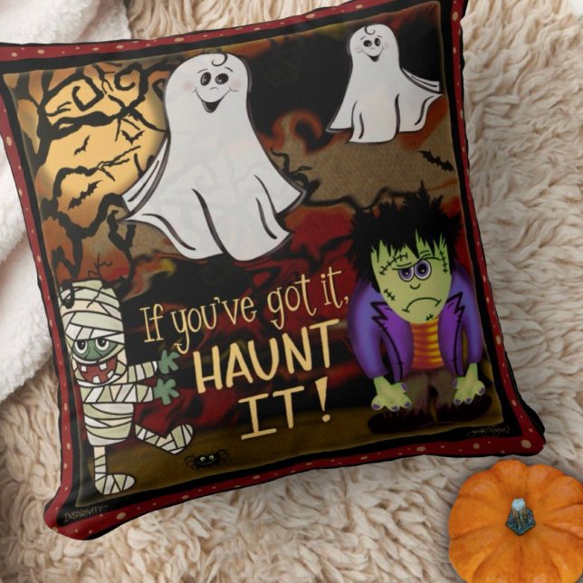 Spooky Monster Fun Mummy Cute Ghosts Halloween Cushion (Creator Uploaded)