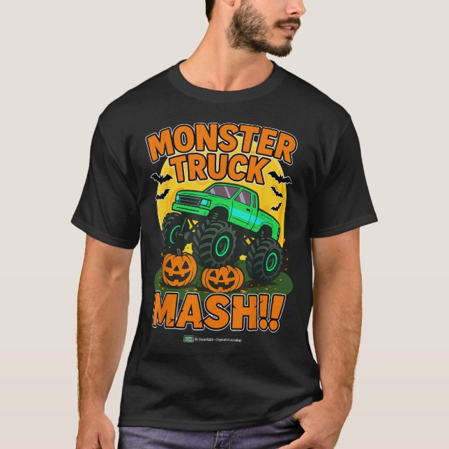  Spooky Monster Truck Halloween Pumpkin Smash  T-Shirt (Front)
