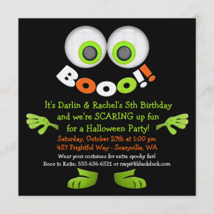 Spooky Monster Twin Birthday Invitations