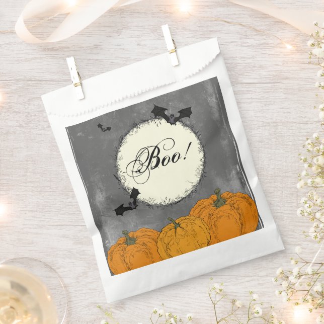 Spooky Moon and Bats Halloween Favour Bags (Clipped)