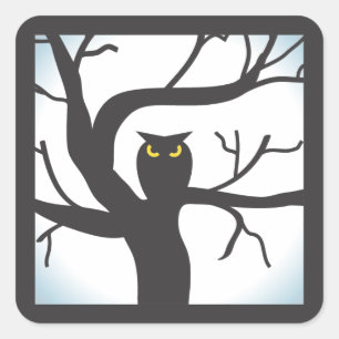 Spooky Moon and Owl Halloween Sticker