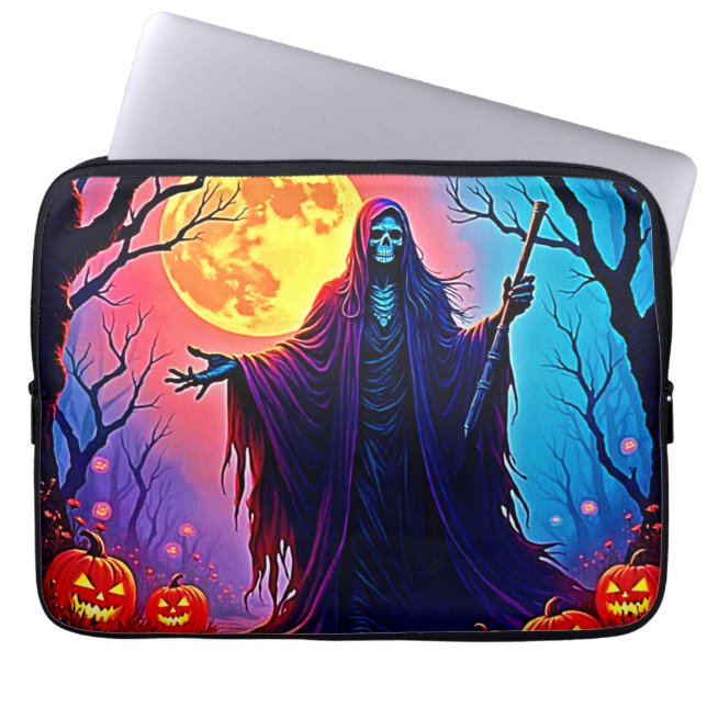 Spooky Moon Death's Call Design Laptop Sleeve (Front)