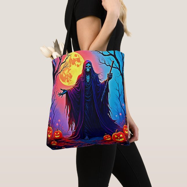 Spooky Moon Death's Call Design Tote Bag (Close Up)