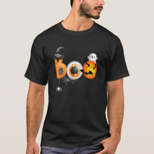 Spooky Moon Halloween Boo Spider Web Bat Witch Men T-Shirt