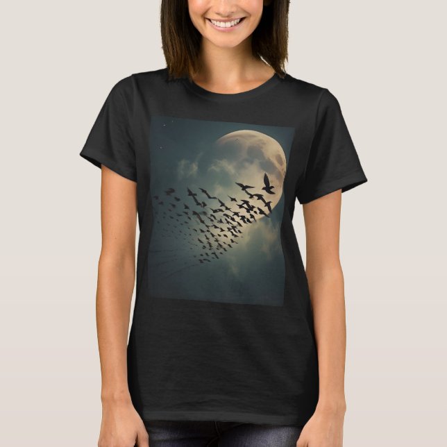Spooky Moon Ravens  T-Shirt (Front)