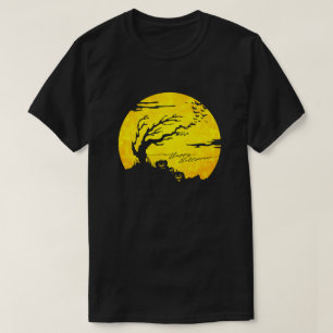 Spooky Moon Scene Halloween Glitter T-Shirt