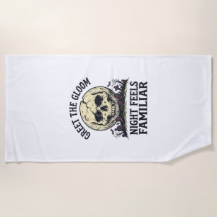 Spooky Moon Skull Halloween Graphic Shirt_1 Beach Towel